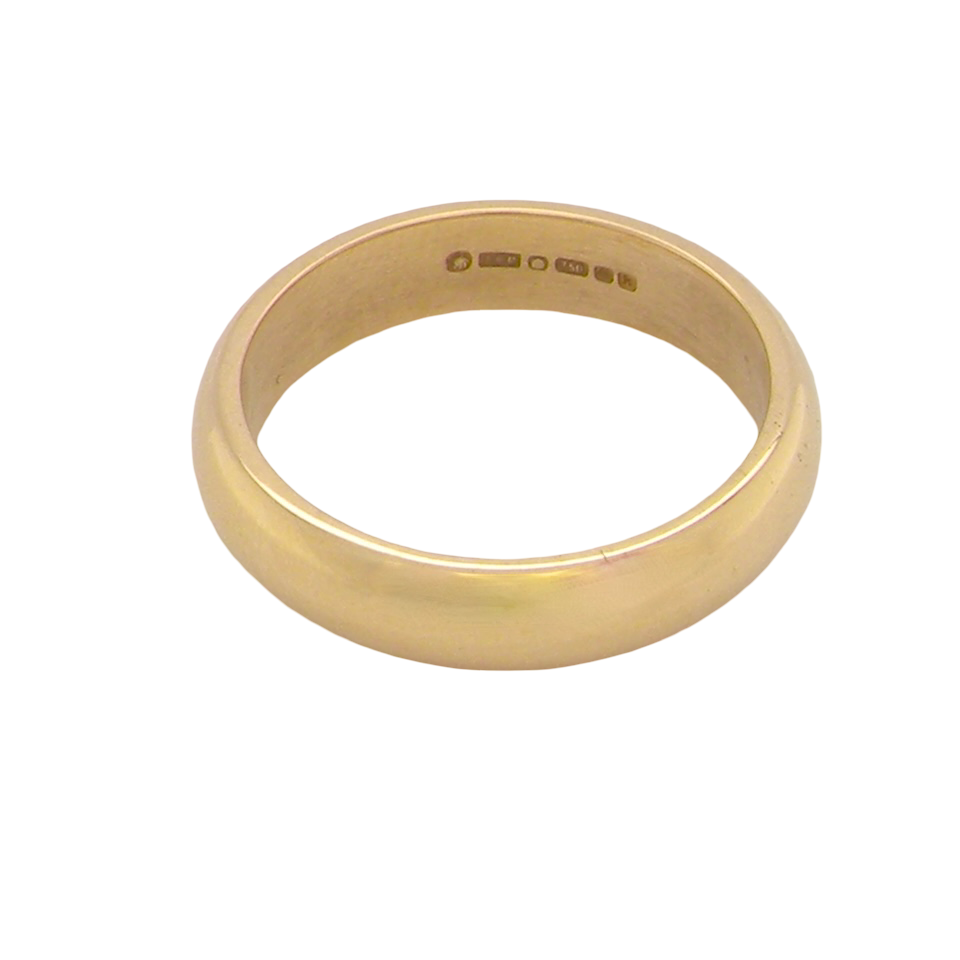 D shaped wedding ring -18ct gold