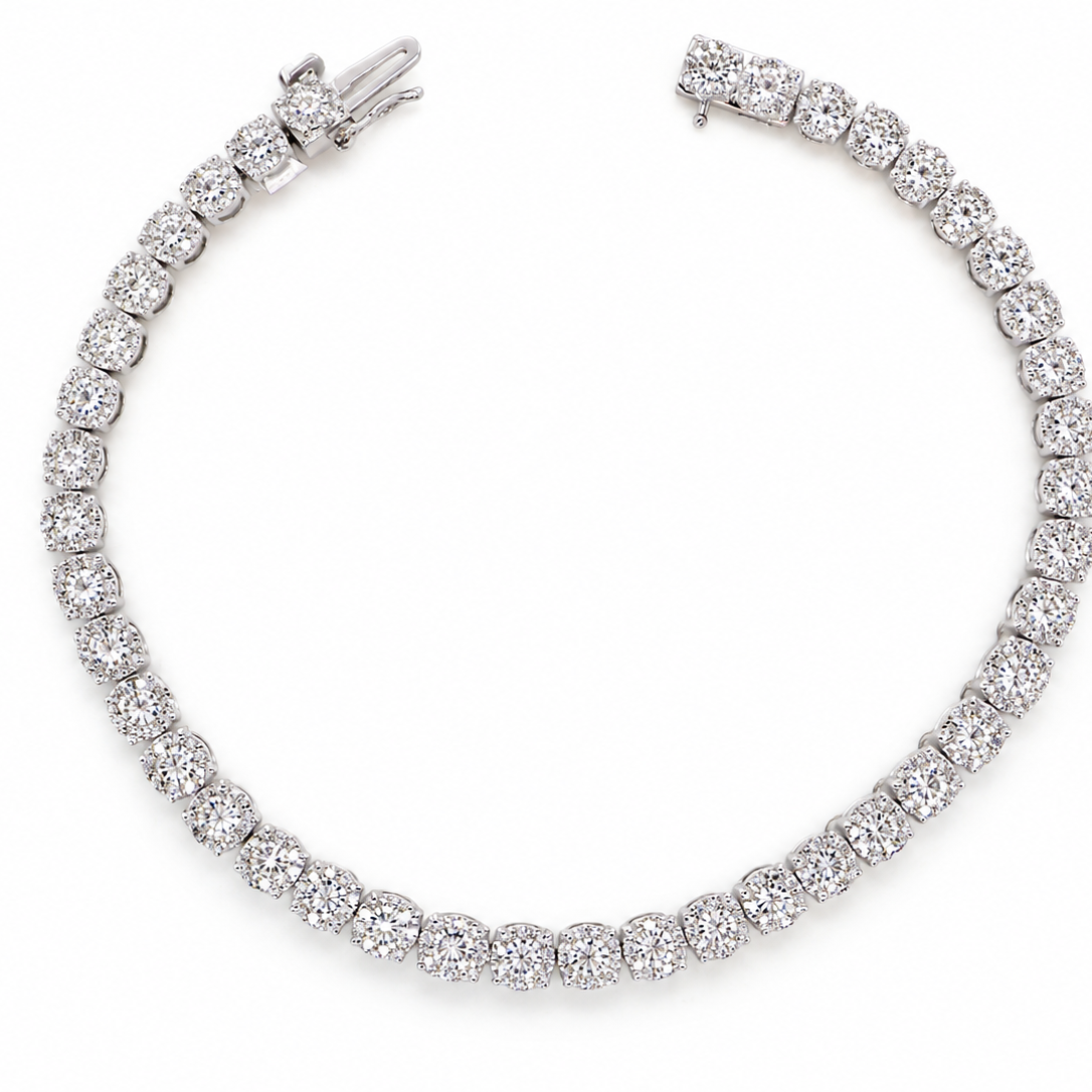 An elegant and beautifully crafted 9 carat white gold diamond tennis bracelet