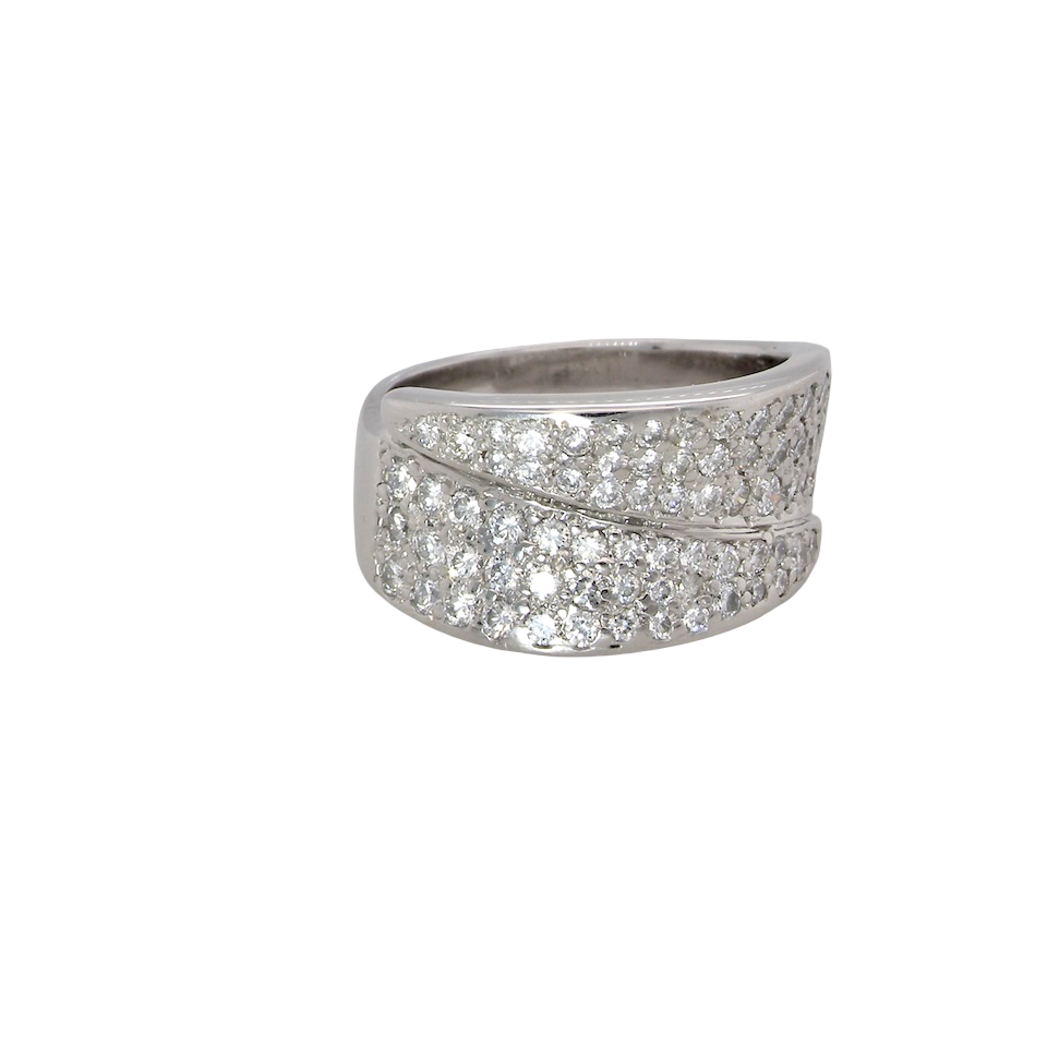 A Wide Diamond Crossover Cocktail Ring