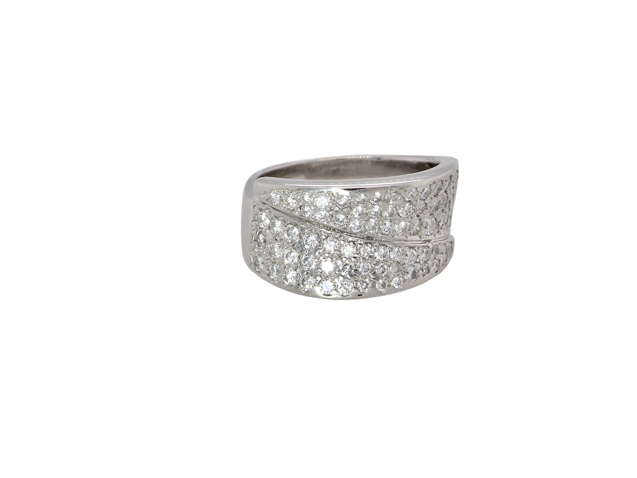 A Wide Diamond Crossover Cocktail Ring