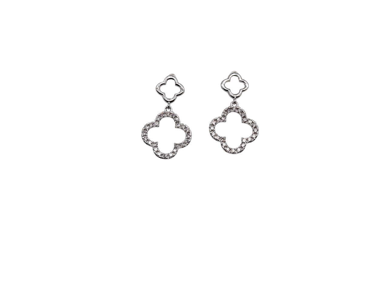 Each earring is set with brilliant cut white diamonds, to a total of 0.51 carats. 