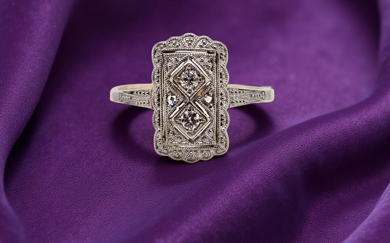 Edwardian era plaque-style diamond cluster ring