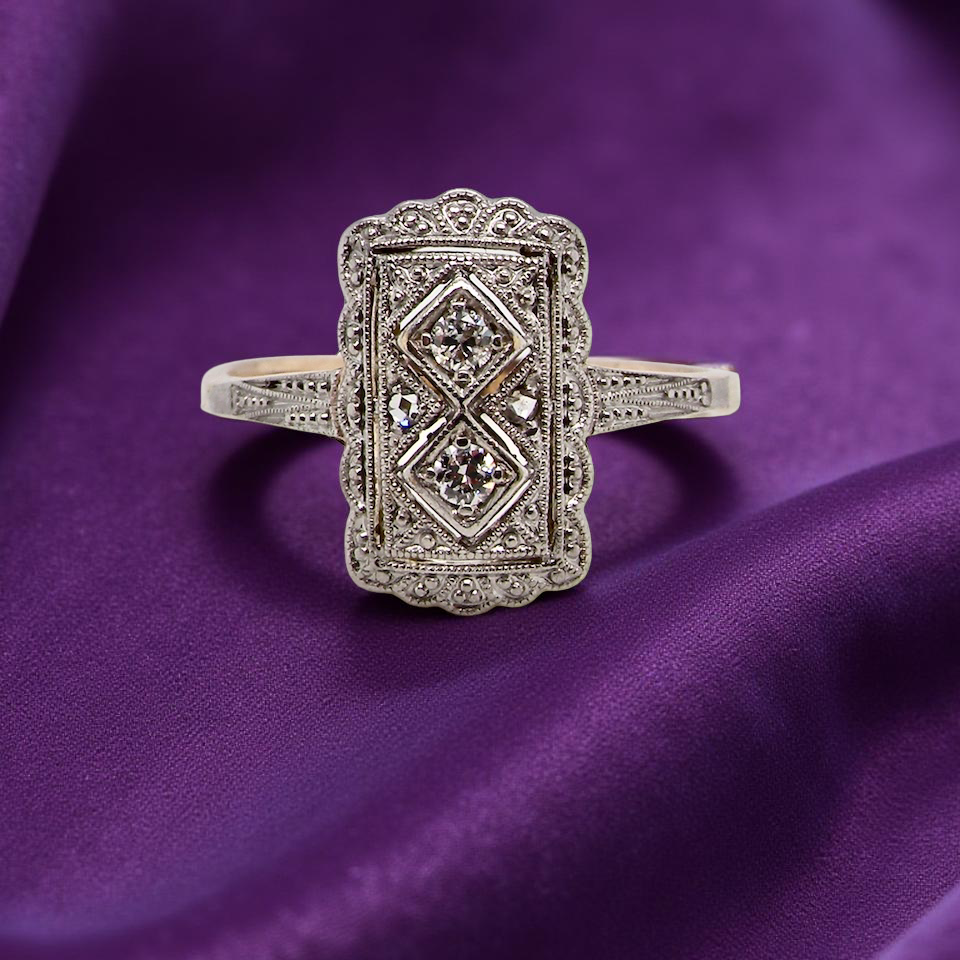 Edwardian era plaque-style diamond cluster ring