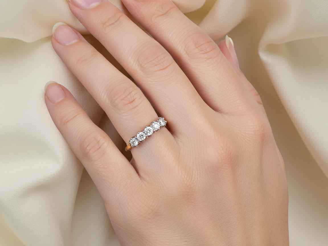 A Seven-Stone Half Hoop Diamond Ring