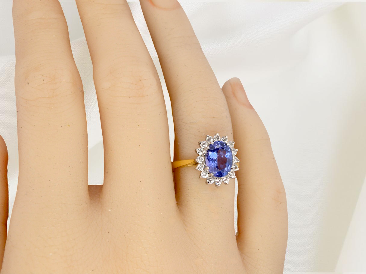 A Tanzanite and Diamond Cluster Ring