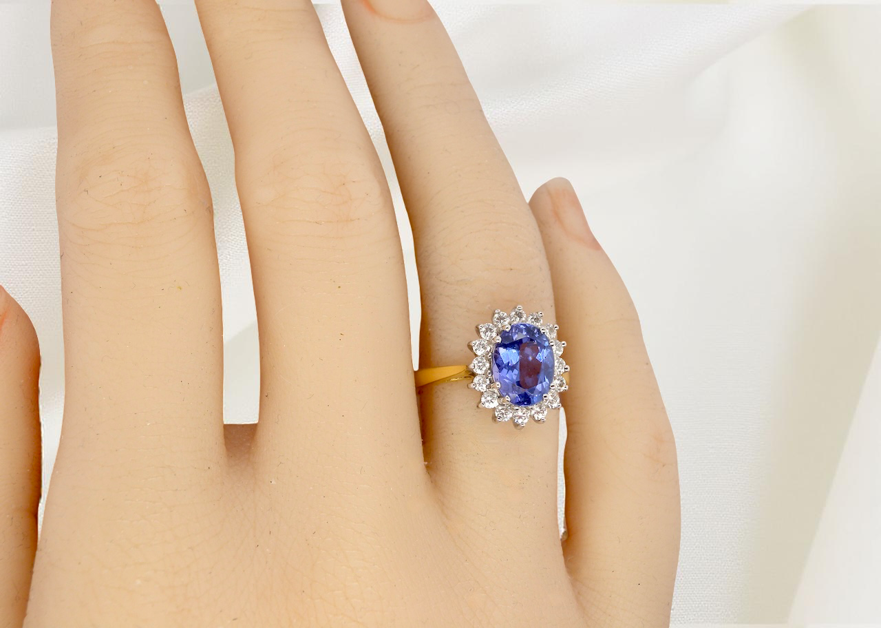 A Tanzanite and Diamond Cluster Ring