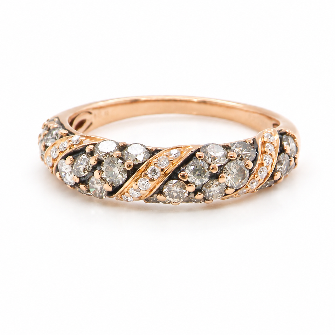 From the Le Vian Collection a delightful 14 carat rose gold half hoop ring. Le Vian