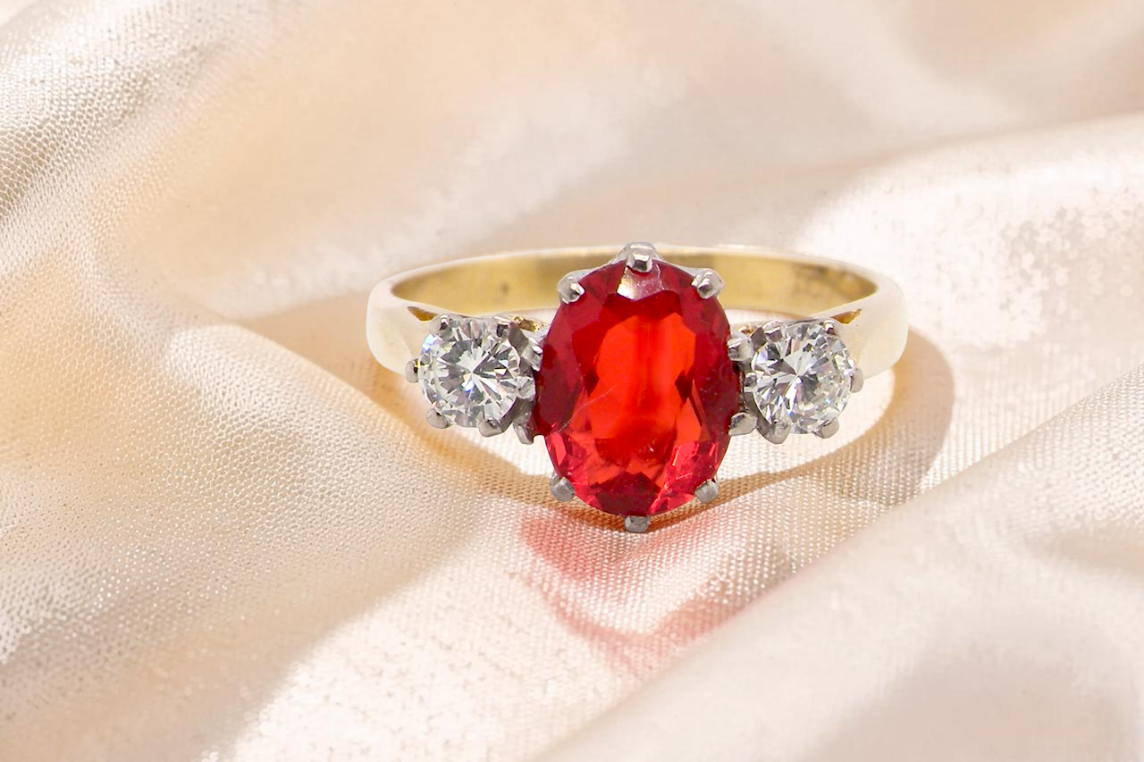Fire Opal If orange is your favourite colour, this stunning ring is just for you! A vibrant fireglow orange opal sets this ring apart form the everyday norm!