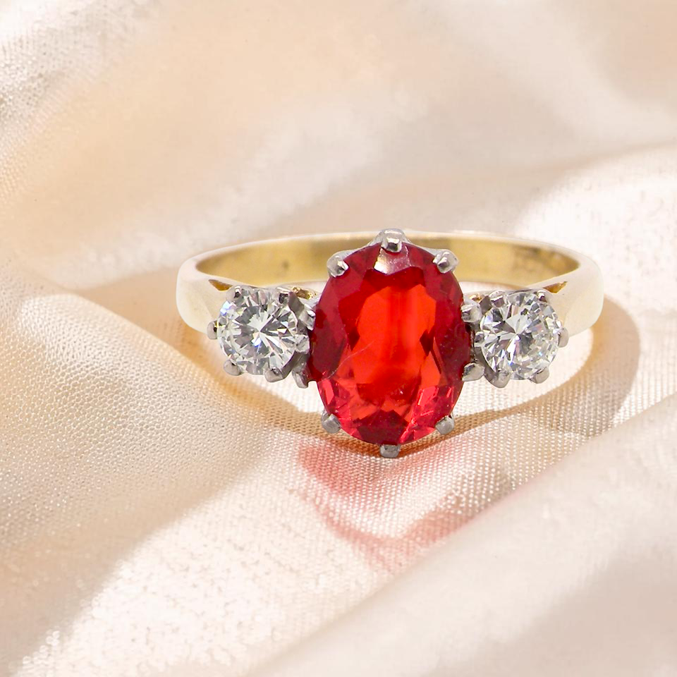 Fire Opal If orange is your favourite colour, this stunning ring is just for you! A vibrant fireglow orange opal sets this ring apart form the everyday norm!