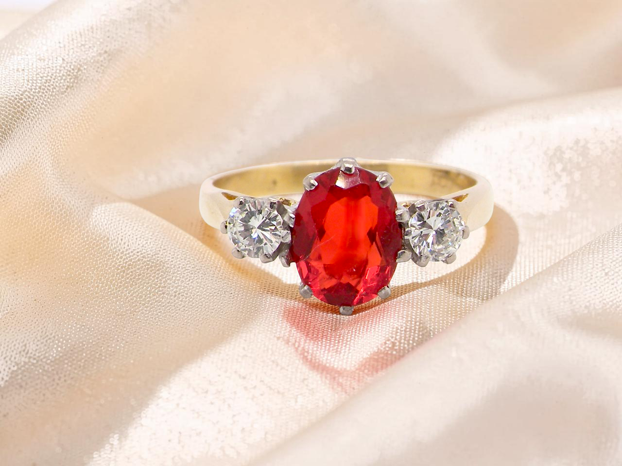 Fire Opal If orange is your favourite colour, this stunning ring is just for you! A vibrant fireglow orange opal sets this ring apart form the everyday norm!