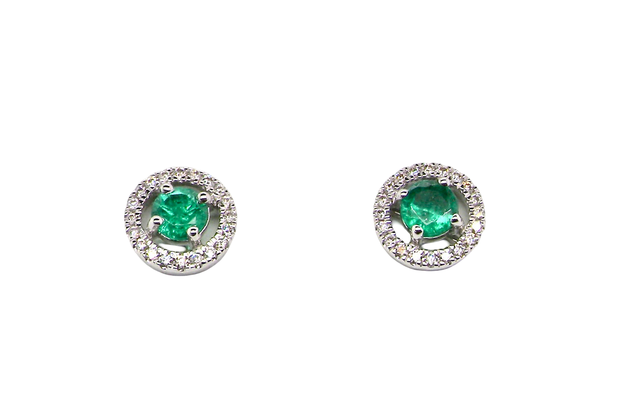 A fine pair of NEW Emerald and Diamond earrings