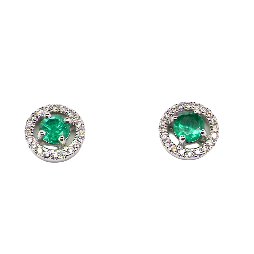 A fine pair of NEW Emerald and Diamond earrings