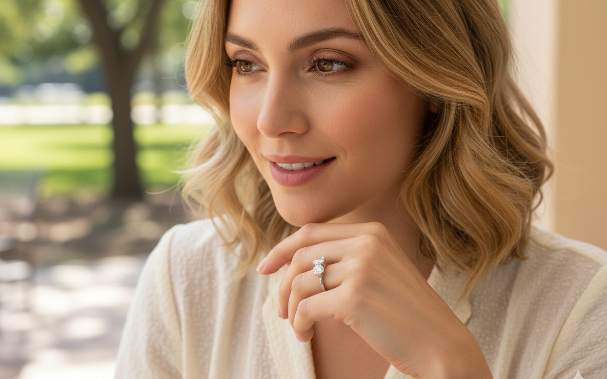 A stunning diamond trilogy ring