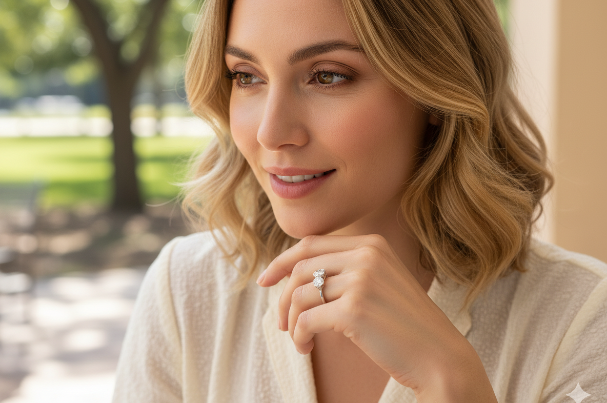 A stunning diamond trilogy ring