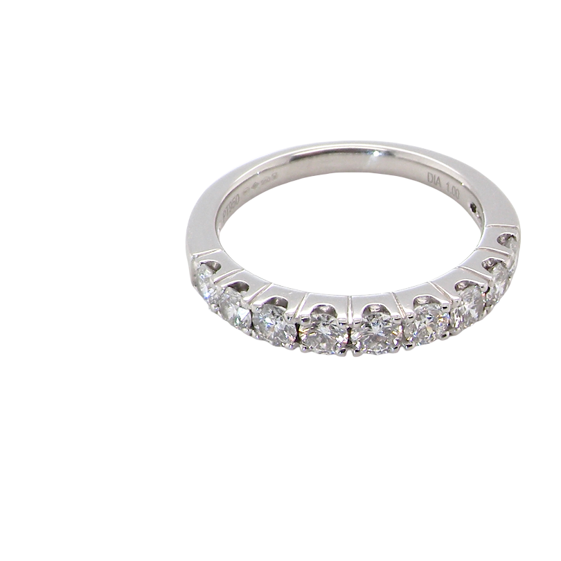 above A fine seven stone half hoop platinum eternity ring, total measures 0.70 carats