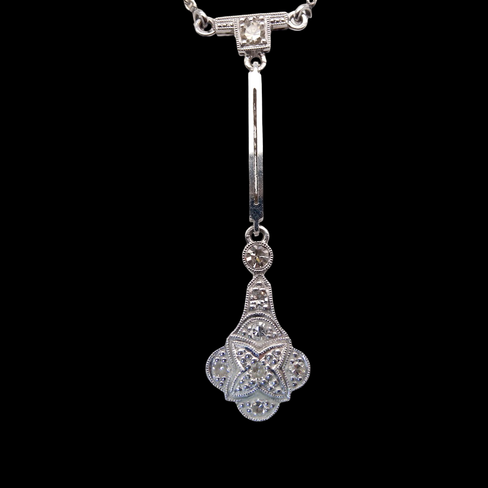 base view beautiful original Art Deco Diamond pendant