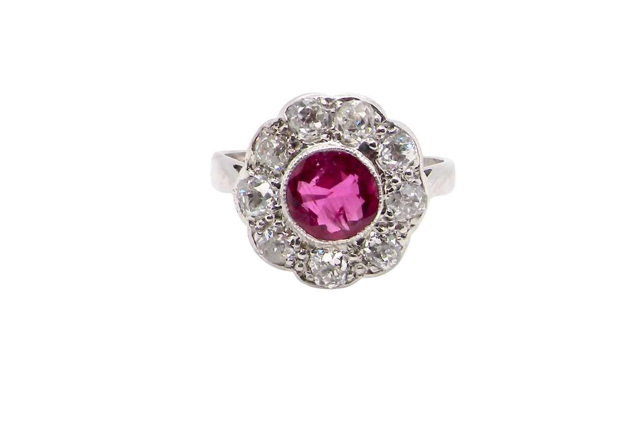 A beautiful Ruby and Diamond cluster ring