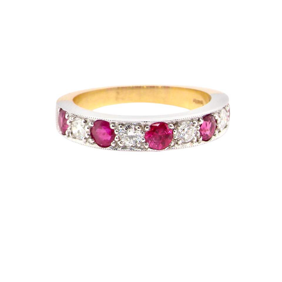 beautifully crafted 18 carat gold half-hoop eternity ring,