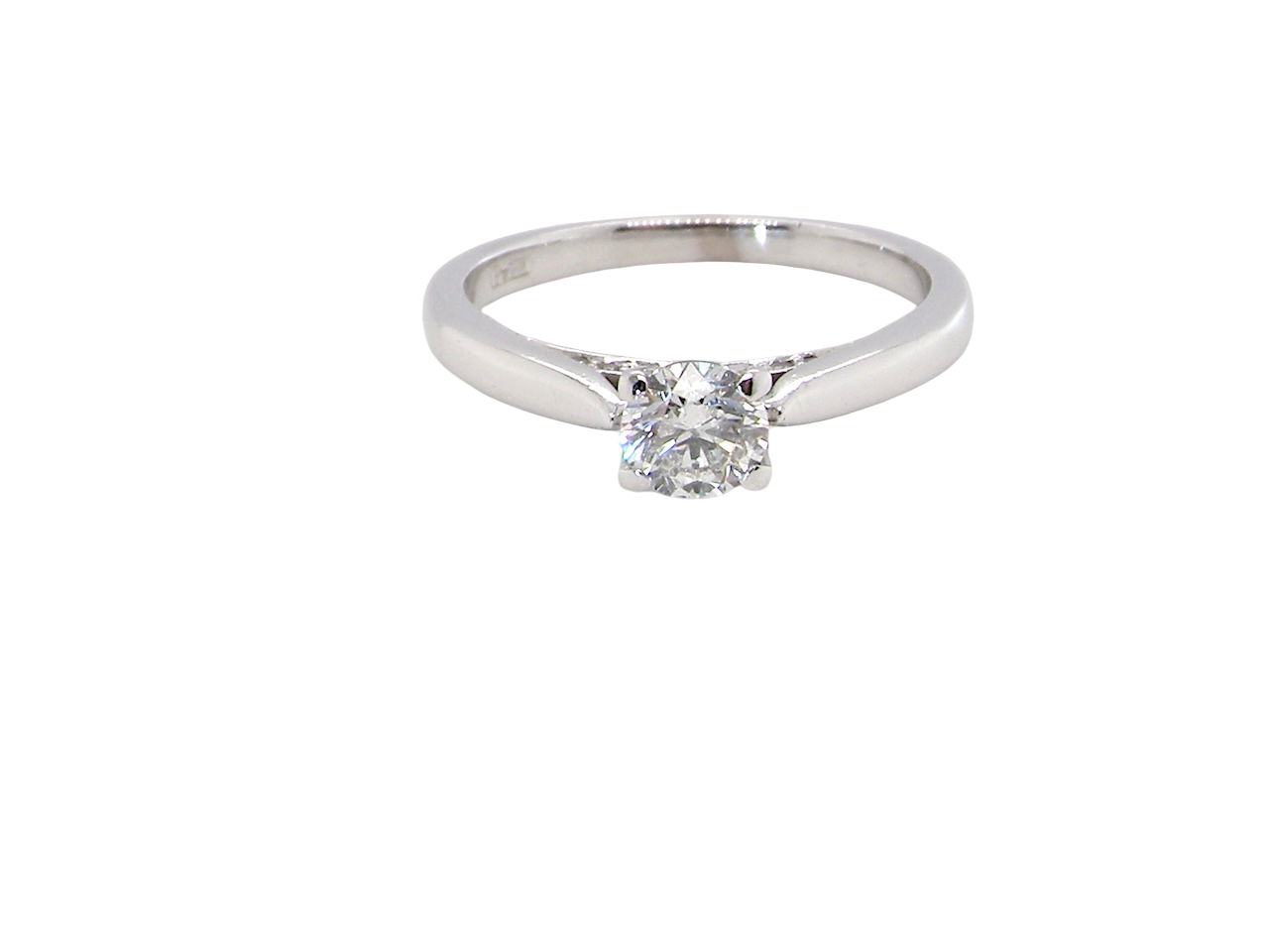 close beautifully crafted solitaire ring featuring a brilliant-cut white diamond