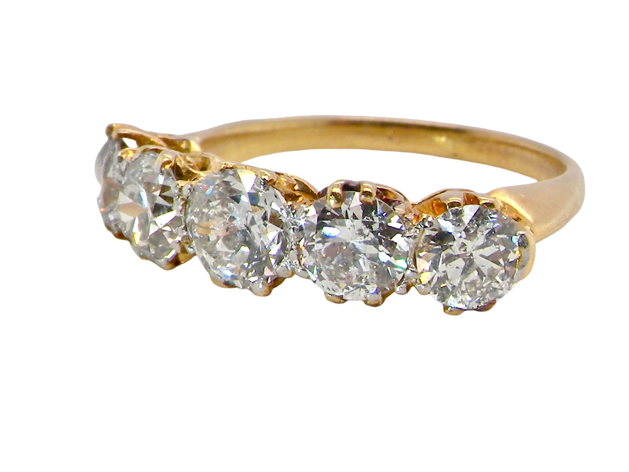 close view A fabulous five stone diamond ring. Late Victorian,