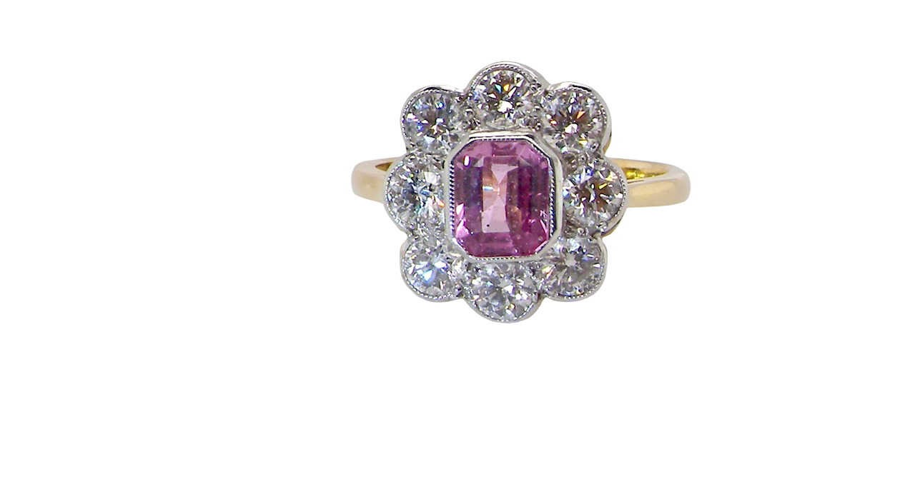 a beautiful cushion-cut pink sapphire A