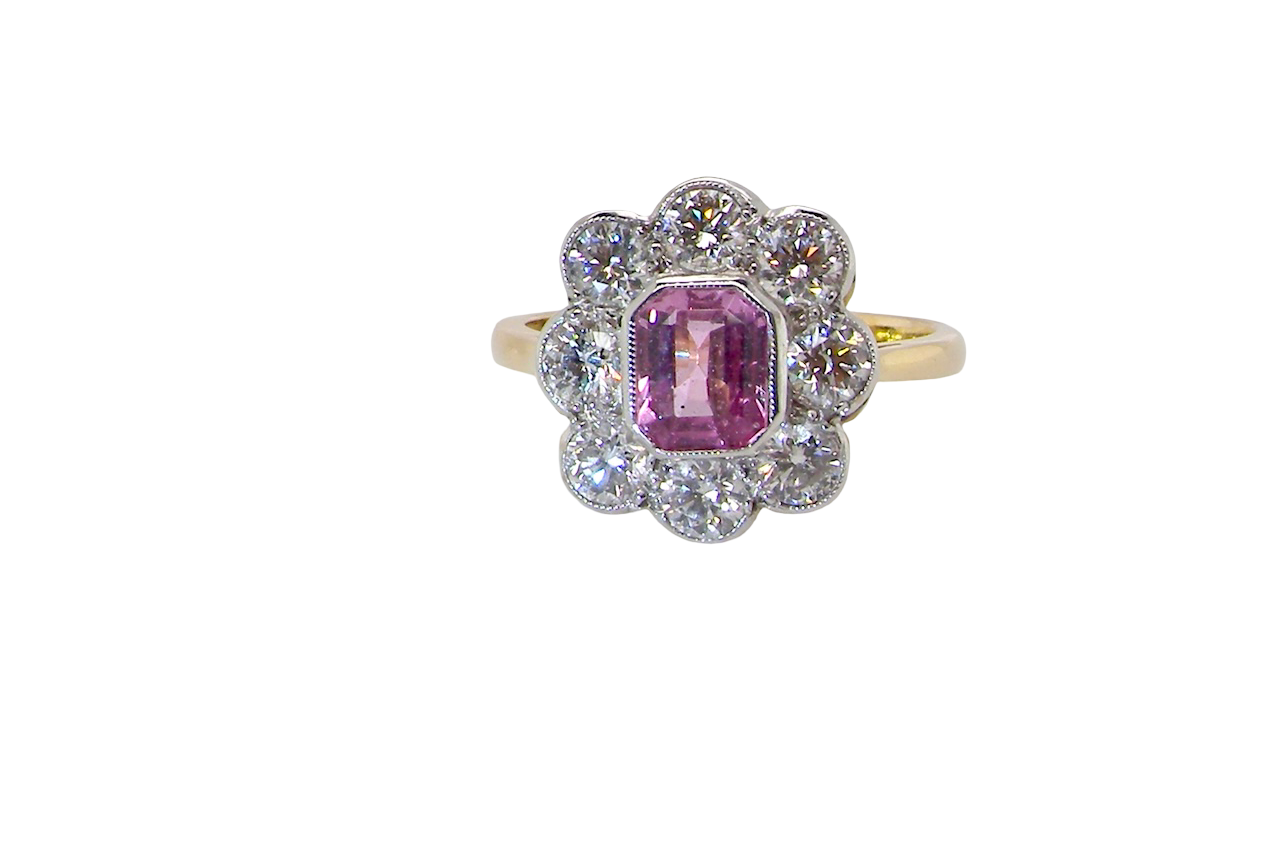 a beautiful cushion-cut pink sapphire A