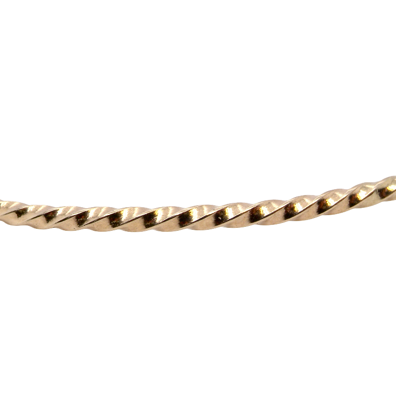 detail A lovely 9 carat gold wrist bangle . Barley twist design, solid not hollow, just under 2mm width.