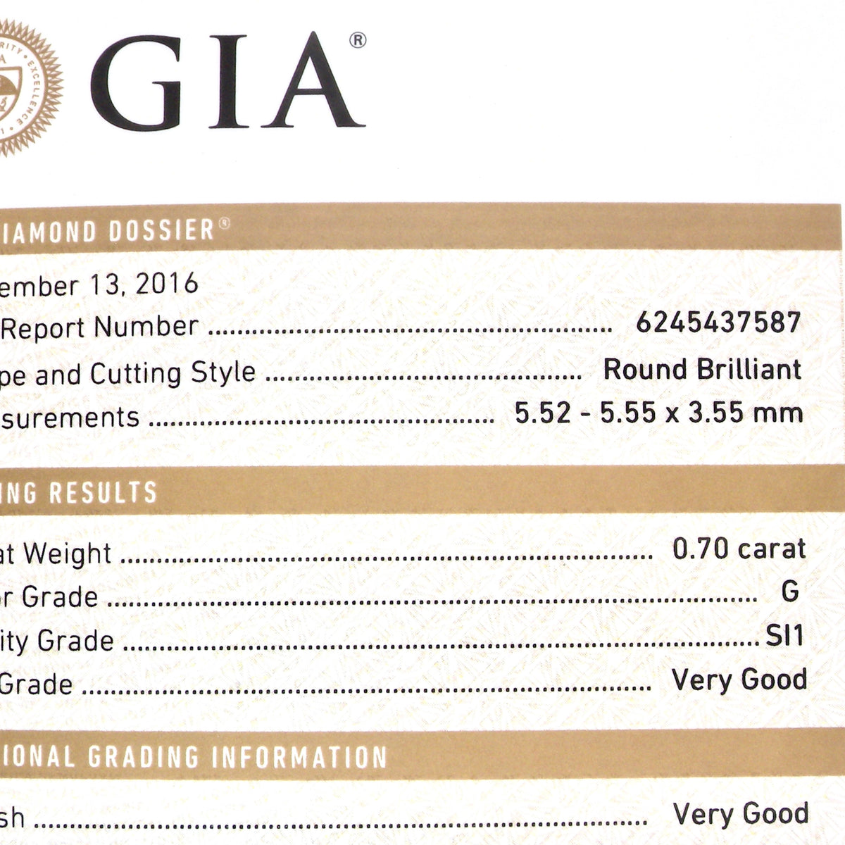diamond certificate