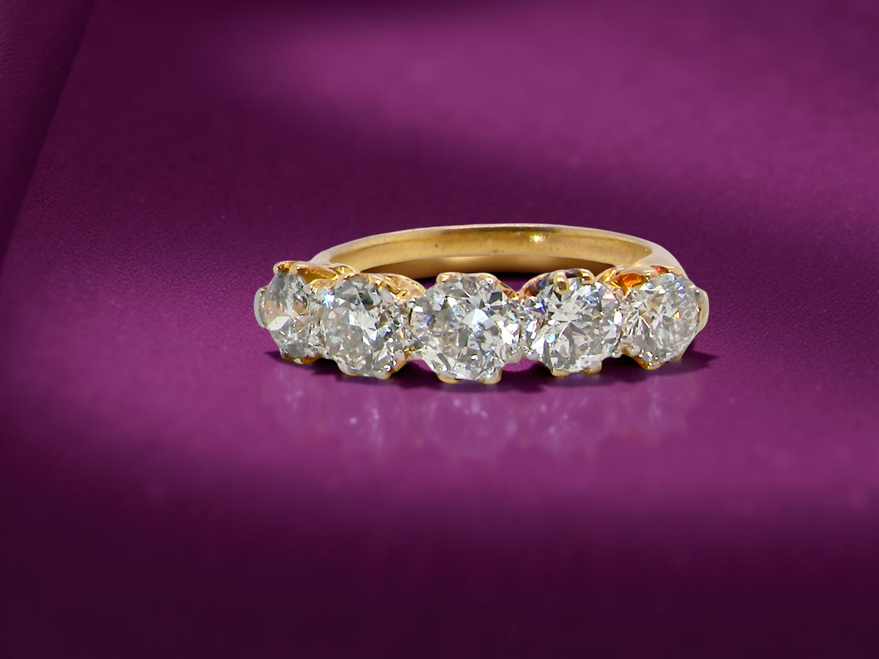 fine A fabulous five stone diamond ring. Late Victorian,