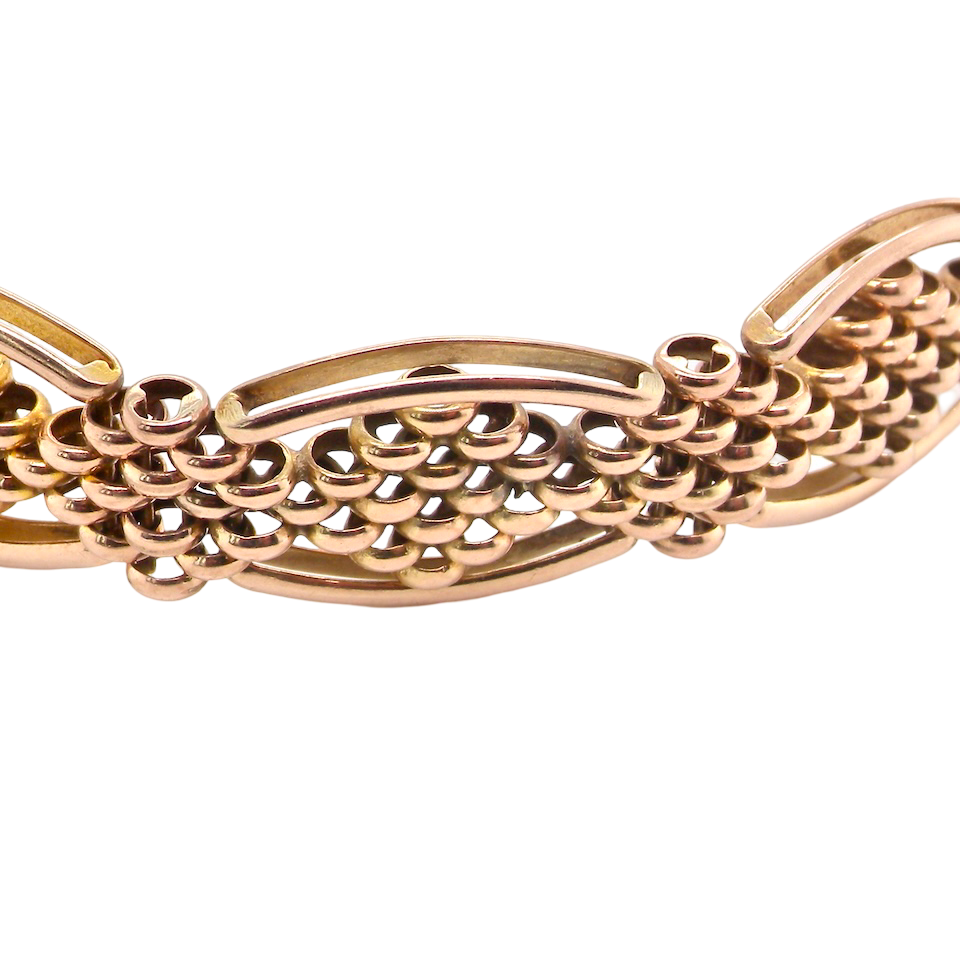A fine antique gate bracelet close up
