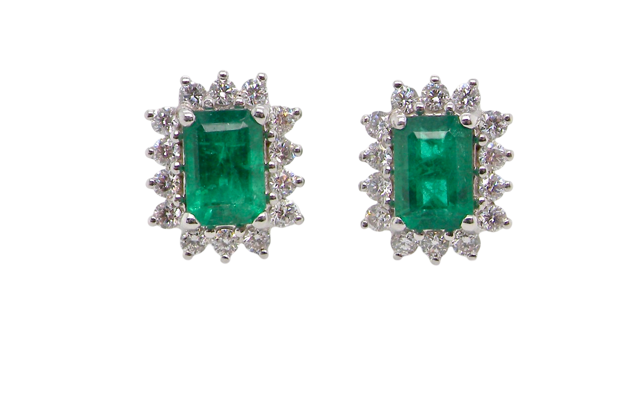 A fine pair of Emerald and Diamond Earrings