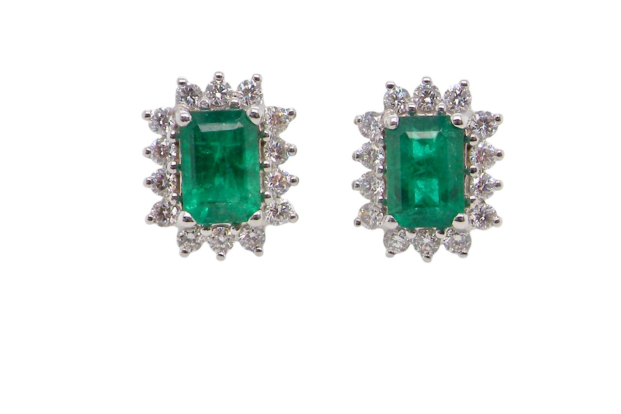 A fine pair of Emerald and Diamond Earrings