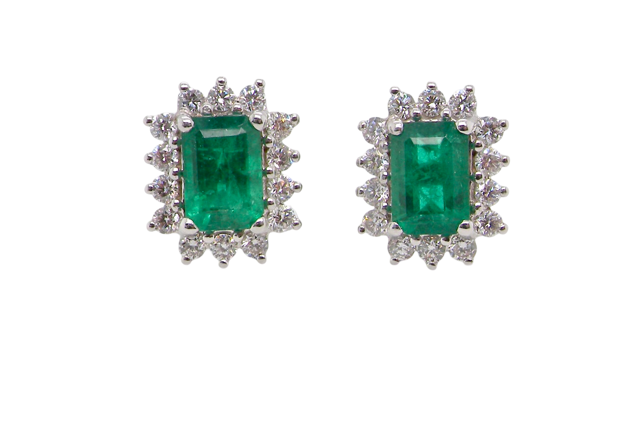 A fine pair of Emerald and Diamond Earrings