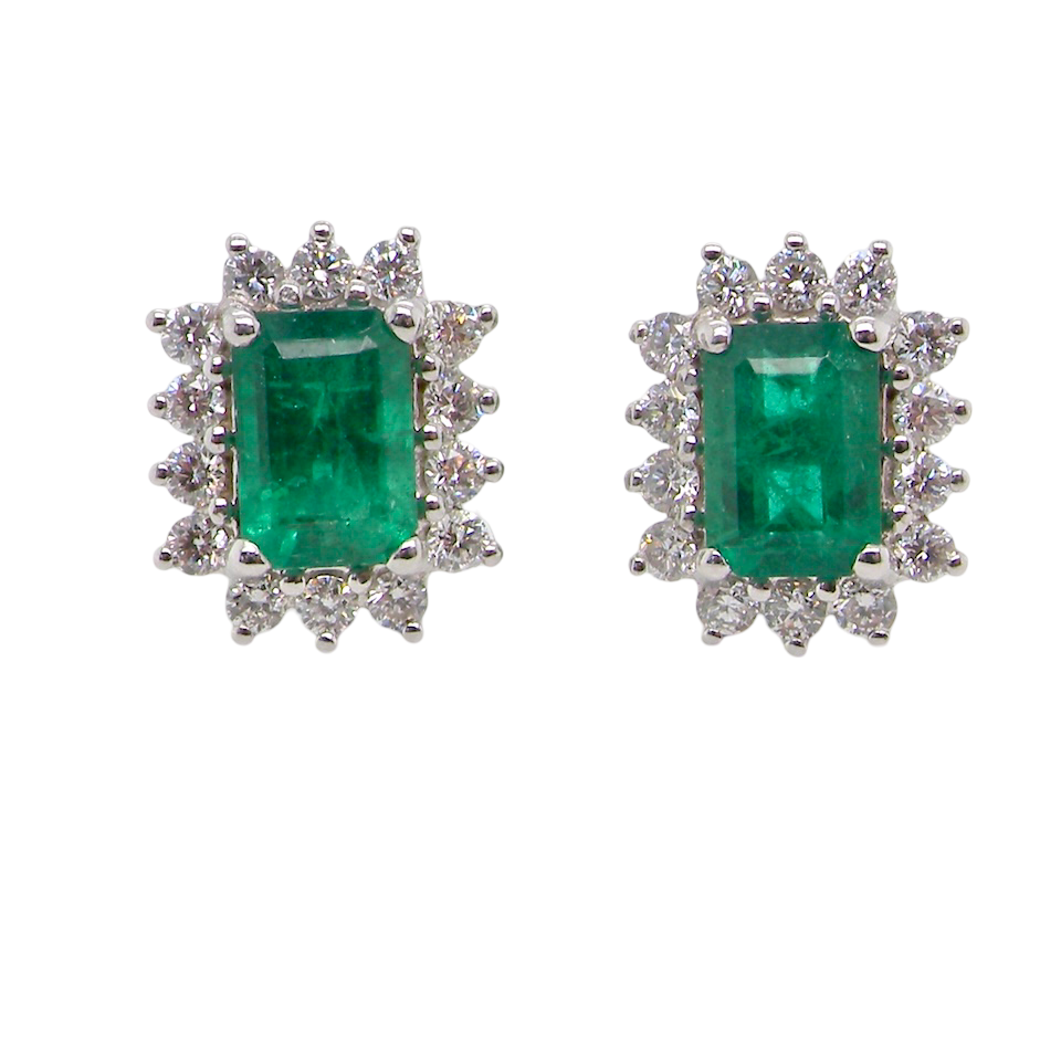 A fine pair of Emerald and Diamond Earrings