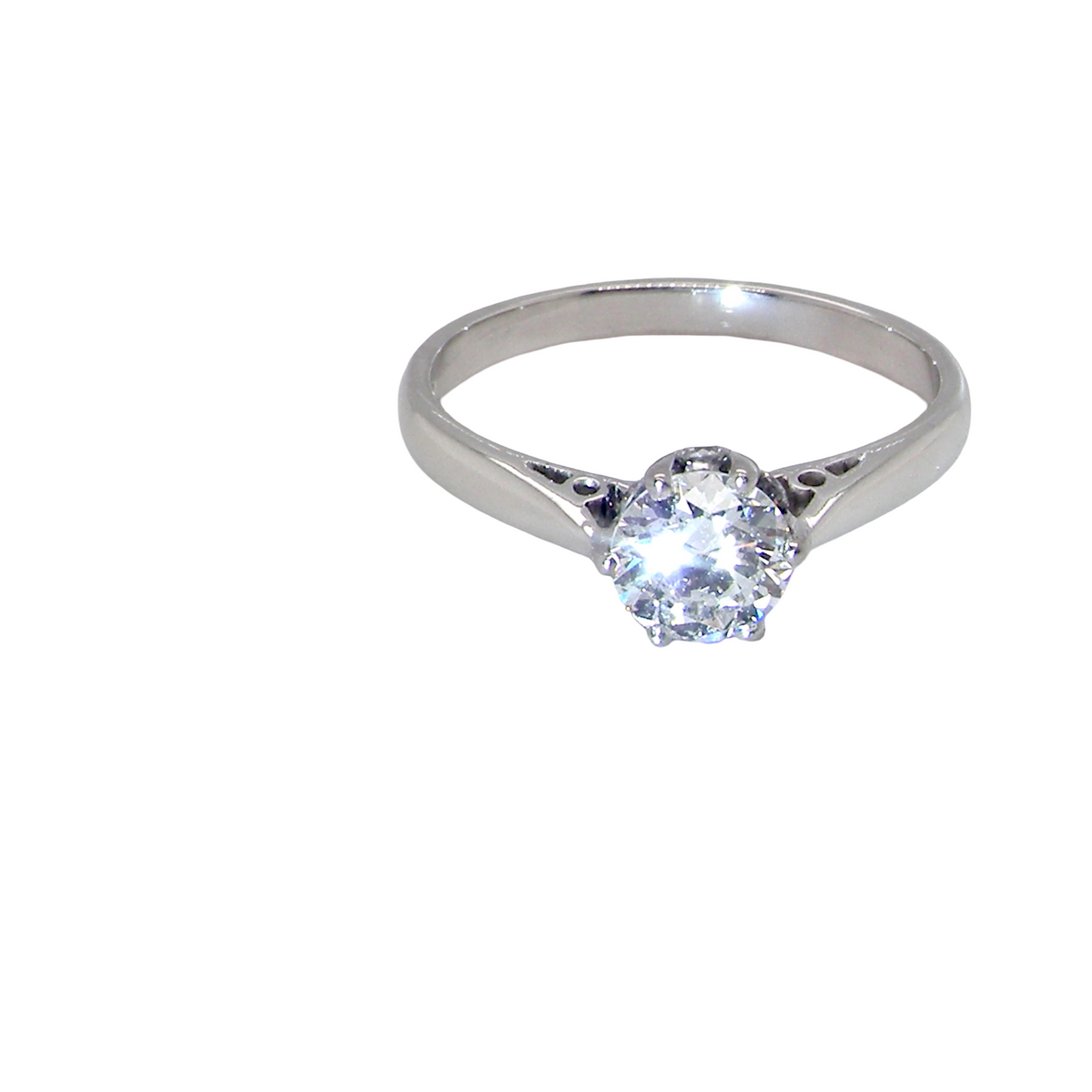 fine solitaire ring featuring a single brilliant-cut white diamond, measuring approximately 6mm (estimated 0.75 carats).
