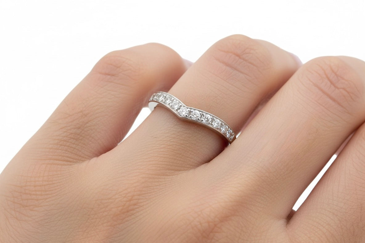 finger view Wishbone Diamond Eternity Ring