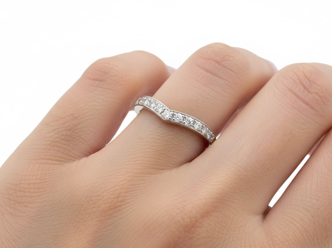 finger view Wishbone Diamond Eternity Ring
