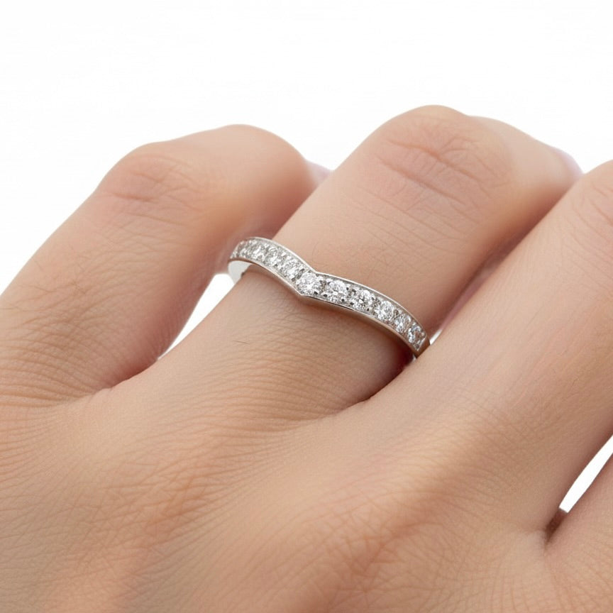 finger view Wishbone Diamond Eternity Ring