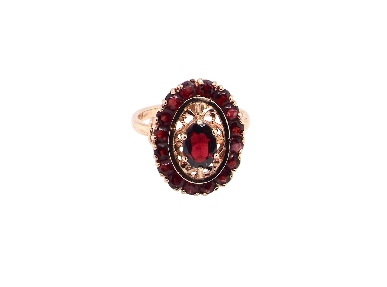 front A garnet dress ring