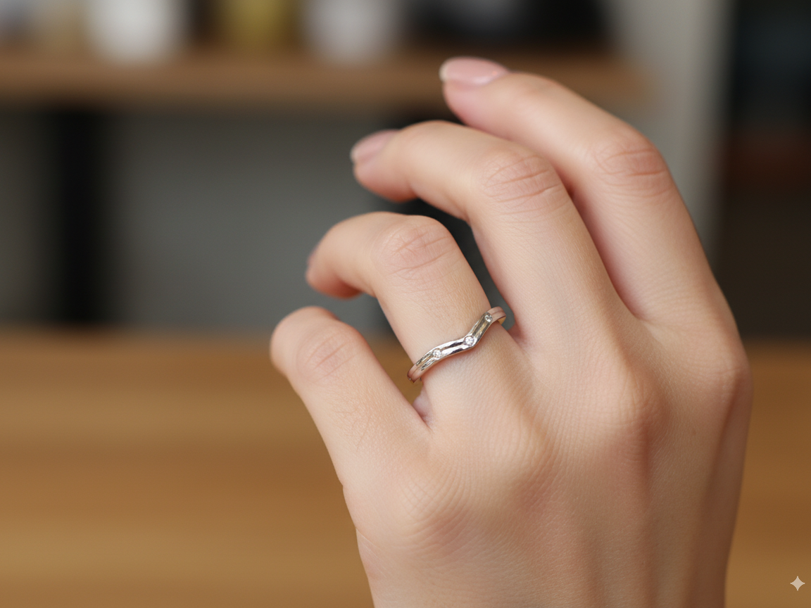 A diamond wishbone ring