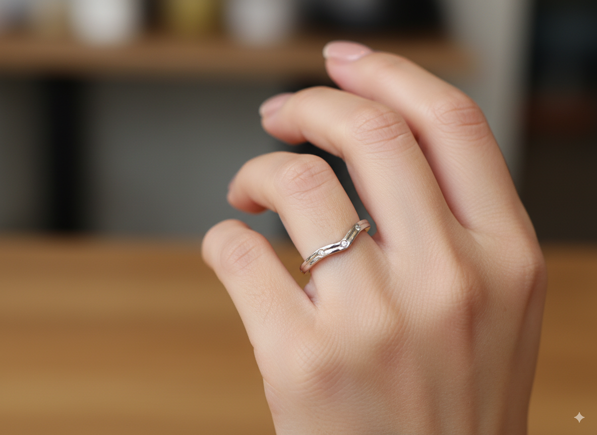 A diamond wishbone ring
