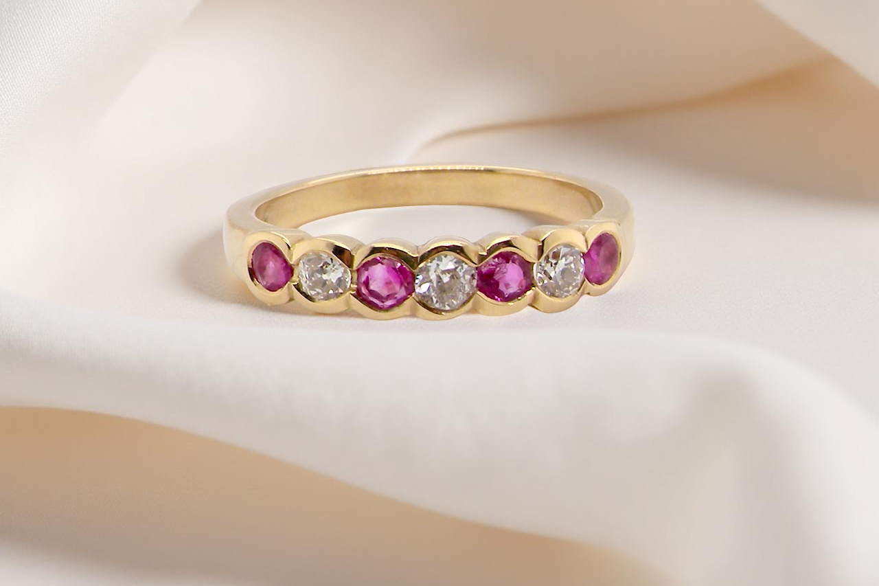 half-hoop eternity ring crafted in 18ct yellow gold A