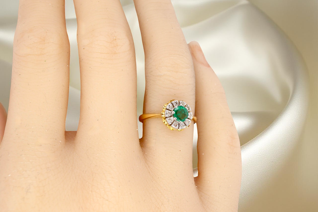 A 1980's Emerald and Diamond ring