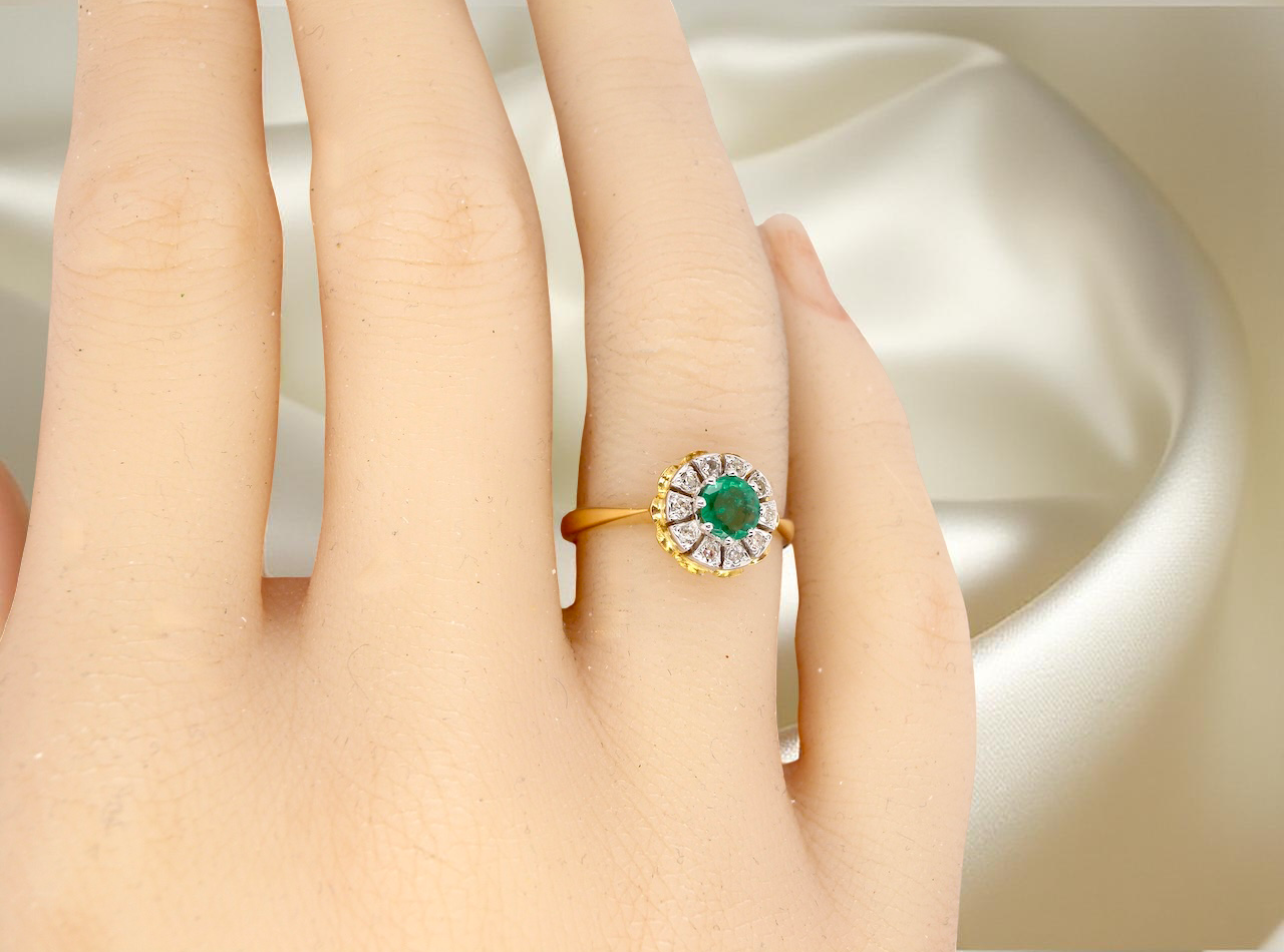 A 1980's Emerald and Diamond ring