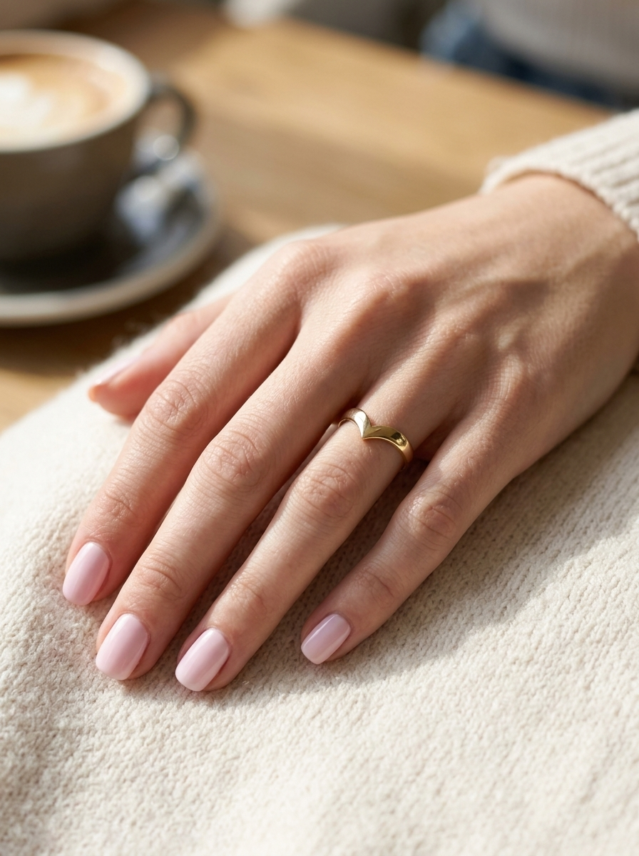 hand A 9 carat gold wishbone shaped ring. Can be worn as a statement piece or as a wedding ring.