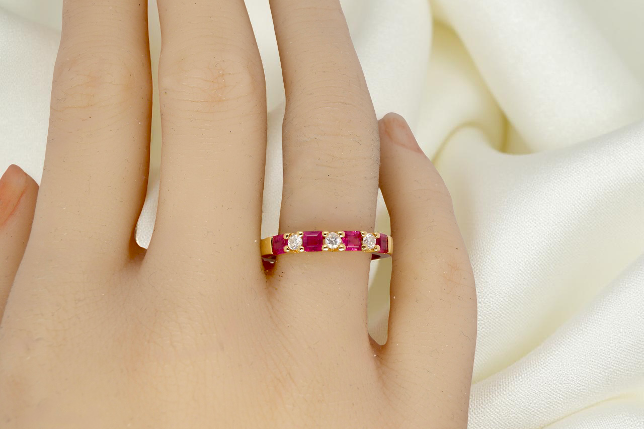 hand A Ruby and Diamond eternity ring square