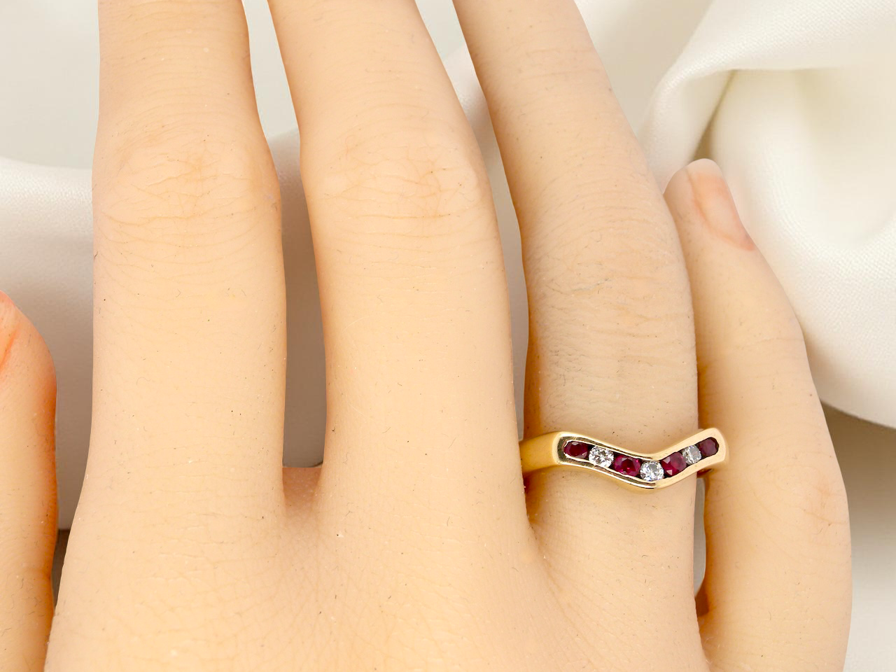 A Ruby and Diamond wishbone ring