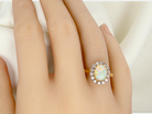 An Opal and Diamond Cluster Ring