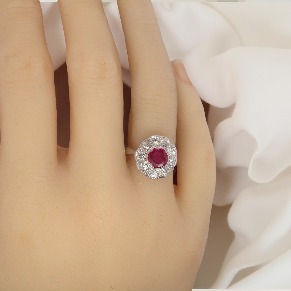A beautiful Ruby and Diamond cluster ring
