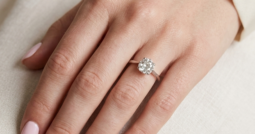 hand A beautiful and timeless vintage solitaire dating from the 1930s, crafted in platinum and set with a stunning old brilliant-cut diamond.